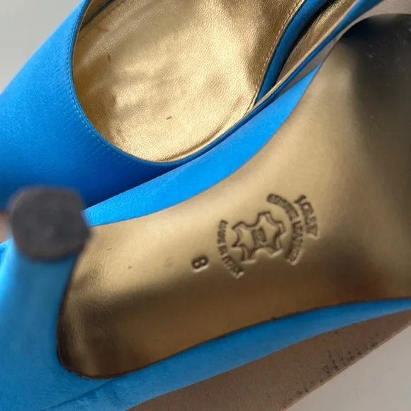J. Crew Women's Blue Satin Mary Jane Heels - Picture 6 of 8